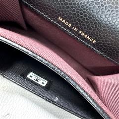 Chanel Classic Flap Card Holder Wallet Quilted Caviar Black Leather Gold Hardwar